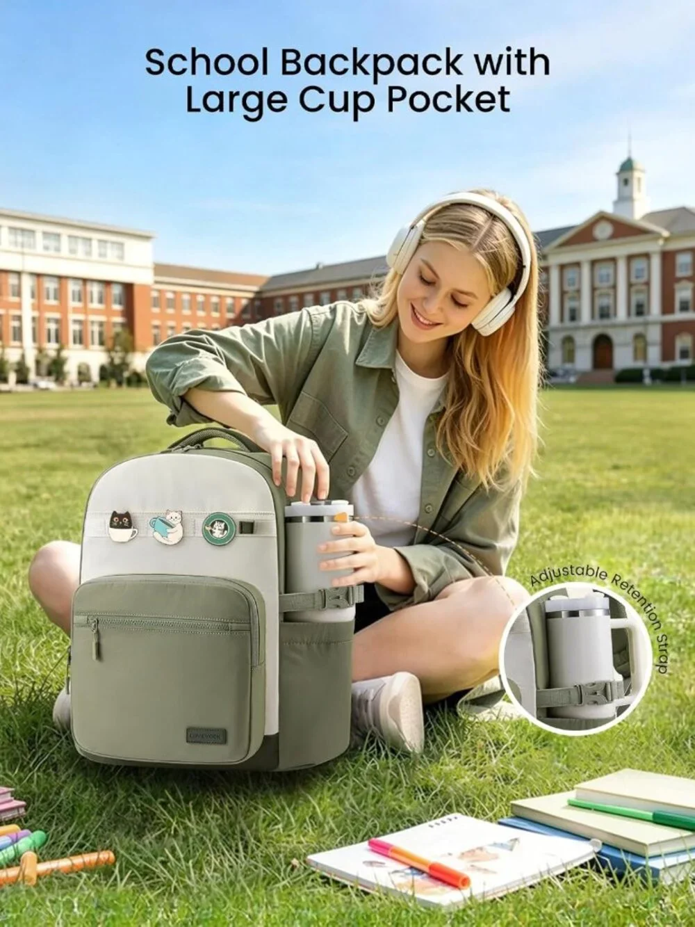 Stylish Laptop Backpack for Women & Teens - Perfect for Teachers, with Tumbler